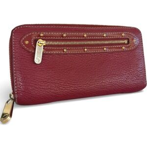Louis Vuitton Suhali Zippy Wallet Tanami Red Goatskin Studded Zip Around Wallet
